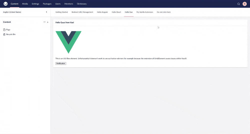 Vue extension with similar functionality as the Vanilla component