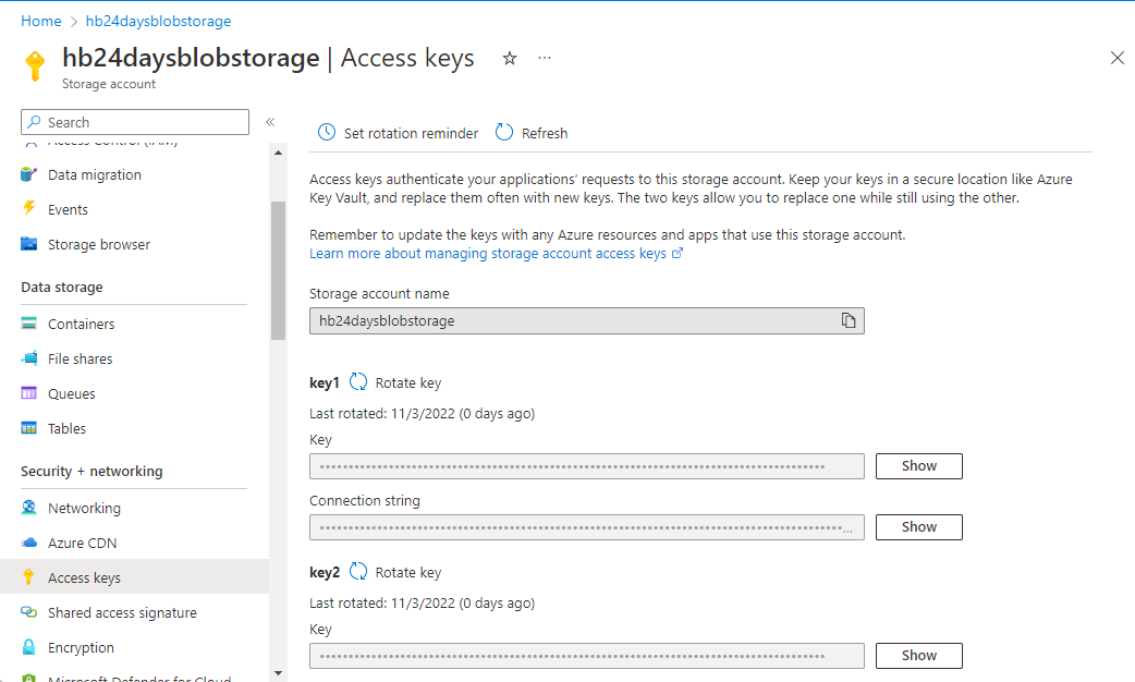 Access Keys Connection String