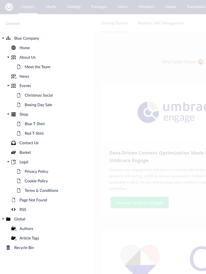 A screenshot of an Umbraco content node tree with similar or confusing icon choices