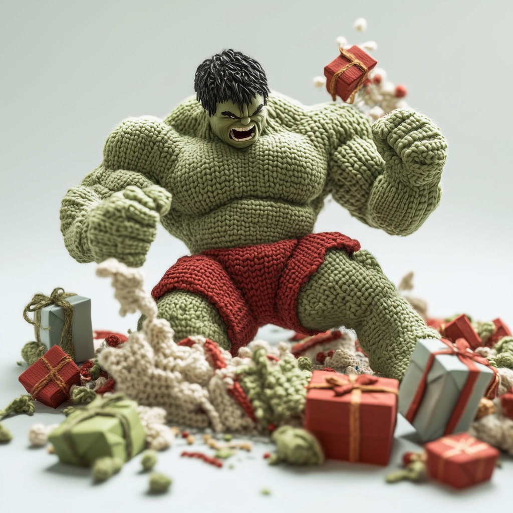 Hulk smashing presents on Christmas eve