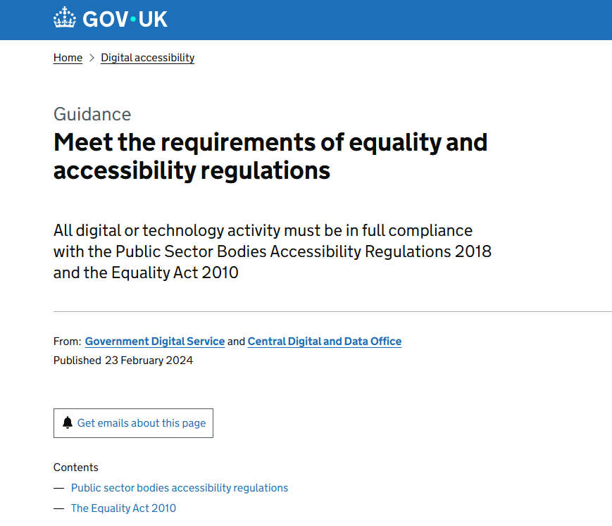 UK Equality Act 2010 accessibility regulation
